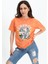 T-Shirt Yıkamalı Kumaş Bisiklet Yaka - Turuncu 2