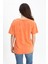 T-Shirt Yıkamalı Kumaş Bisiklet Yaka - Turuncu 3
