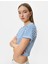 Crop Tişört Slim Fit Ribanalı Kısa Kollu Bisiklet Yaka 1