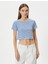 Crop Tişört Slim Fit Ribanalı Kısa Kollu Bisiklet Yaka 3