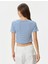 Crop Tişört Slim Fit Ribanalı Kısa Kollu Bisiklet Yaka 4