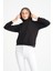 Siyah Kanguru Cepli Kadın Kapüşonlu Sweatshirt 3