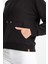 Siyah Kanguru Cepli Kadın Kapüşonlu Sweatshirt 4