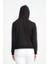 Siyah Kanguru Cepli Kadın Kapüşonlu Sweatshirt 5