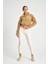 Kahve Yarım Fermuar Uzun Kollu Kadın Peluş Sweatshirt 1