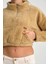 Kahve Yarım Fermuar Uzun Kollu Kadın Peluş Sweatshirt 3