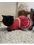Beyaz Puantiyeli Kurdeleli Kırmızı Dişi Kedi Köpek Kıyafeti Elbisesi 3