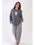 Kadın Büyük Beden Uzun Kol Polar Gri Pijama Takımı C3T0N3O175 1
