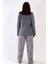 Kadın Büyük Beden Uzun Kol Polar Gri Pijama Takımı C3T0N3O175 4
