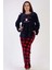 Kadın Uzun Kol Büyük Beden Welsoft Lacivert Pijama Takımı 3C0T4N0O83 1