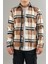 Slim Fit Erkek Polar Gömlek Kahve Krem 2