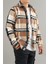 Slim Fit Erkek Polar Gömlek Kahve Krem 1