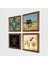 Hayat Ağacı, Lale, Kabe-I Muazzama Taş Duvar Tablosu Ahşap Çerçeveli Duvar Dekoru 4 Parça Tablo Seti Wall Art W4-399 2