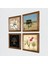 Hayat Ağacı, Lale, Kabe-i Muazzama, Hz. Muhammed Lafzı Ahşap Çerçeveli Taş Duvar Tablosu 4’lü Set – 25x25 cm Dekoratif Modern Sanat – Ev ve Ofis Dekoru |W4-380| 2