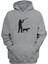 Unisex Avcı ve Köpek Siluet Çizimi Baskılı Gri Normal Kalıp Şardonlu Kalın Sweatshirt 1