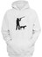 Unisex Avcı ve Köpek Siluet Çizimi Baskılı Beyaz Normal Kalıp Şardonlu Kalın Sweatshirt 1
