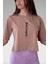 Kadın Kahverengi Baskılı Oversize Crop T-shirt 1