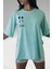 Kadın Mint Yeşili Geniş Kesim Disney Baskılı Tshirt 1