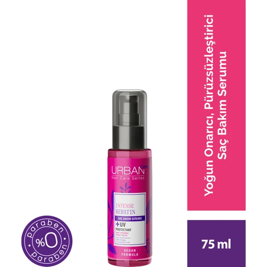 URBAN Care Intense Keratin Aşırı Yıpranmış Saçlara Özel Saç Bakım Serumu-Vegan-UV Koruma-75 ml