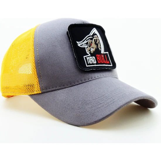 City Goat Trucker (Nakışlı) Mad Bull Logolu Unisex Gri-Sarı Şapka (Cap)