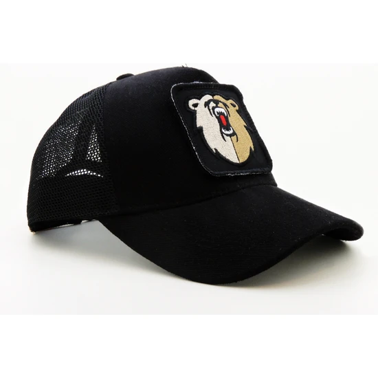City Goat Trucker (Nakışlı) Bear Logolu Unisex Siyah Şapka (Cap)