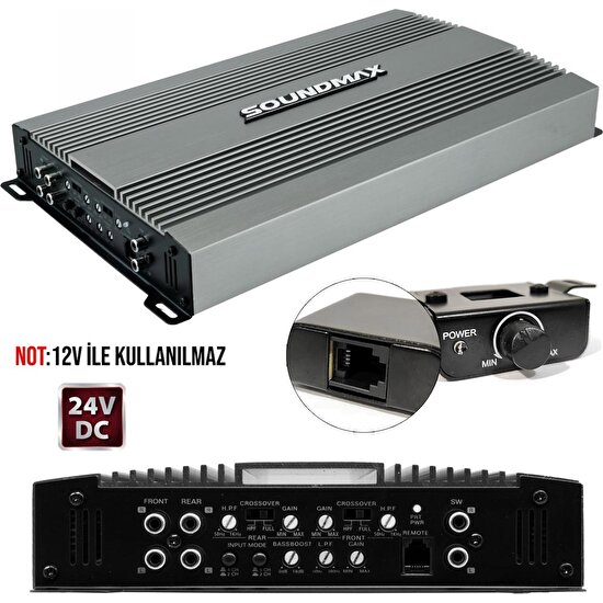 U-Tech Teknoloji  Oto Anfı 5500W 5 Kanal 24V Bass Kontrol Soundmax SX-5024.5