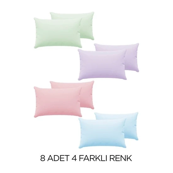 Skyline 8 Adet Pamuklu Yastık Kılıfı 50X70CM | 4 Farklı Renk 8'li Set | Pamuklu Fermuarlı Yastık Kılıfı YKR010