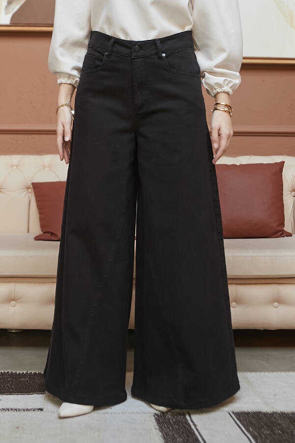 Neways 1162-Denim Siyah Pantolon Etek %98 Coton Kadınlar İçin Şık Tasarım görsel 4