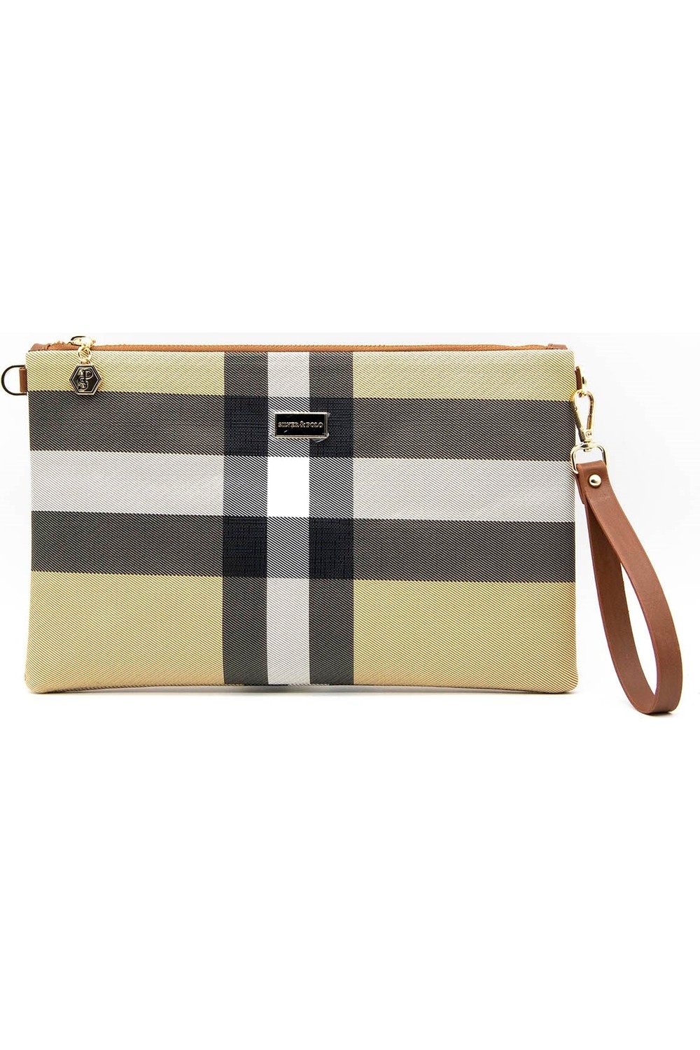 Silver & Polo Silver Polo Mavi - Kemik Ekose Kadın Portföy ve Clutch El Çantası SP1034 görsel 8
