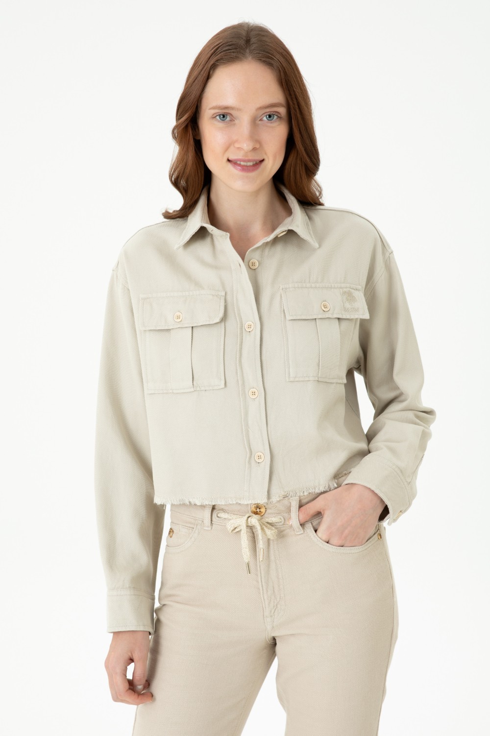 U.S. Polo Assn. Kadın Coconut Uzun Kollu Gömlek 50271427-VR153