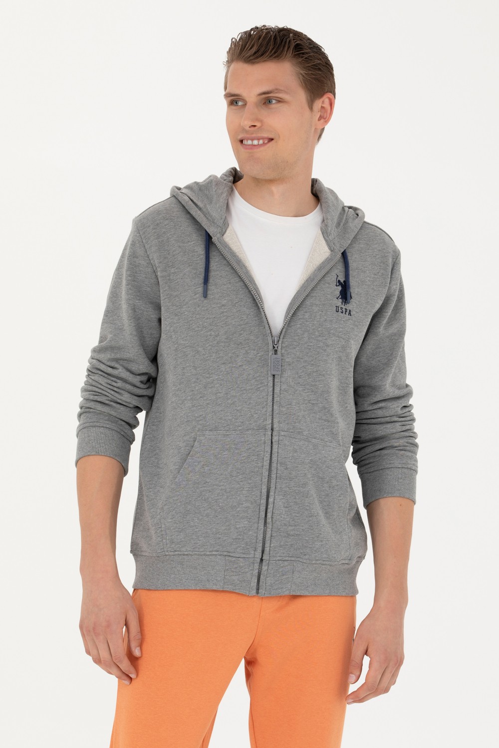 U.S. Polo Assn. Erkek Gri Melanj Örme Hırka 50269401-VR086