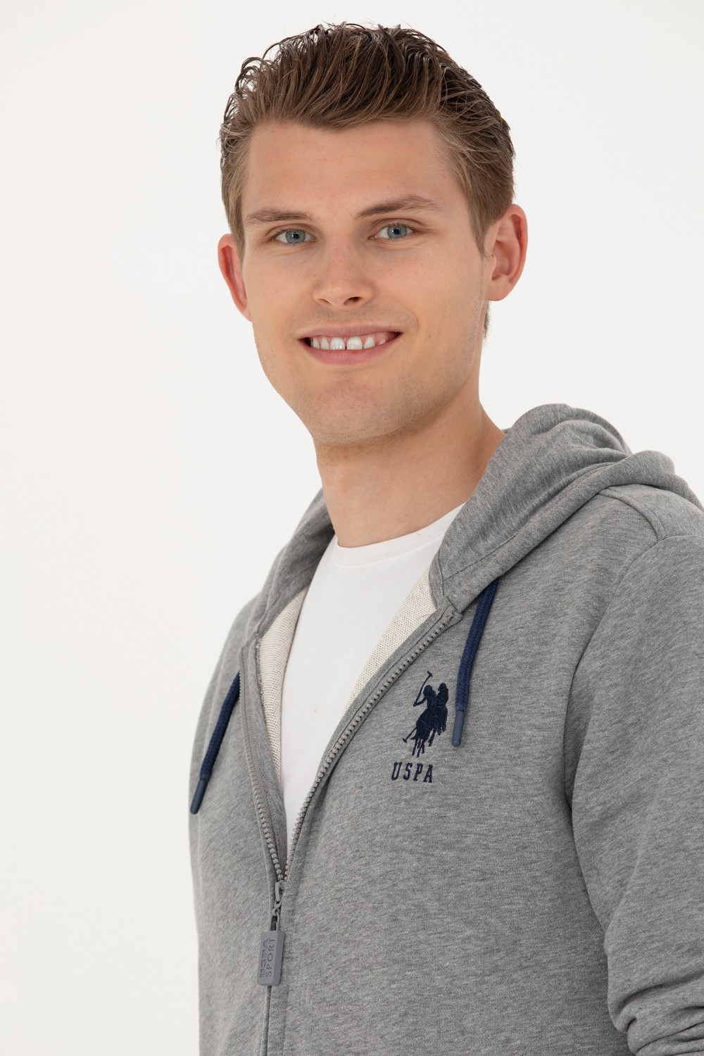 U.S. Polo Assn. Erkek Gri Melanj Örme Hırka 50269401-VR086 görsel 2