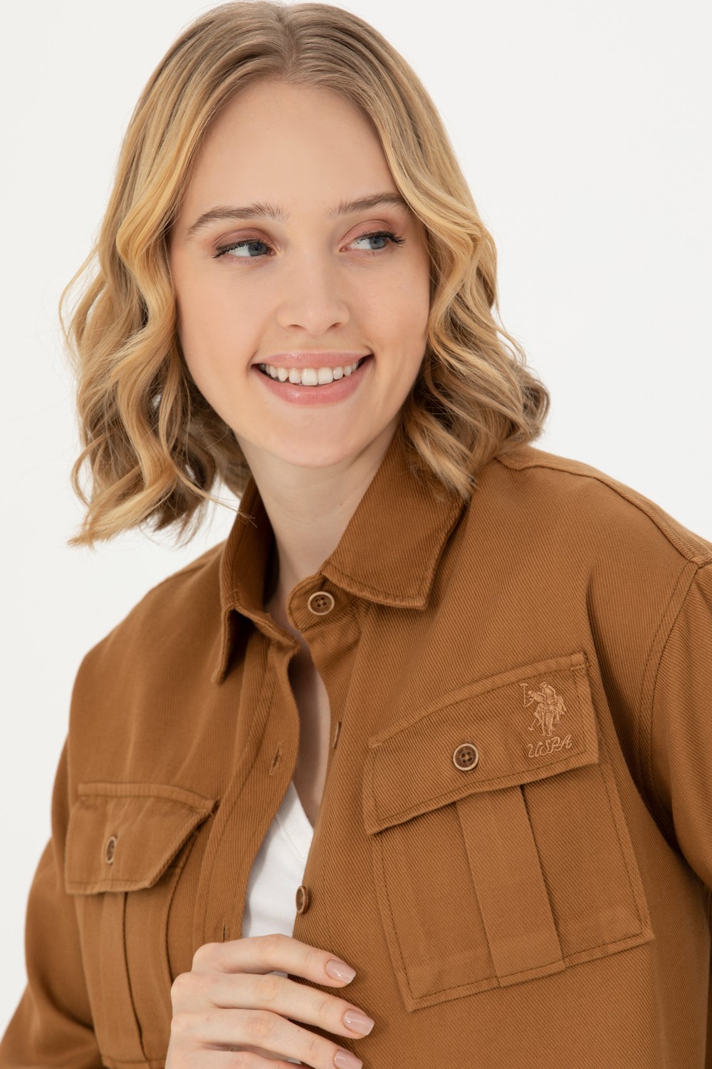 U.S. Polo Assn. Kadın Coconut Uzun Kollu Gömlek 50271427-VR153 görsel 2