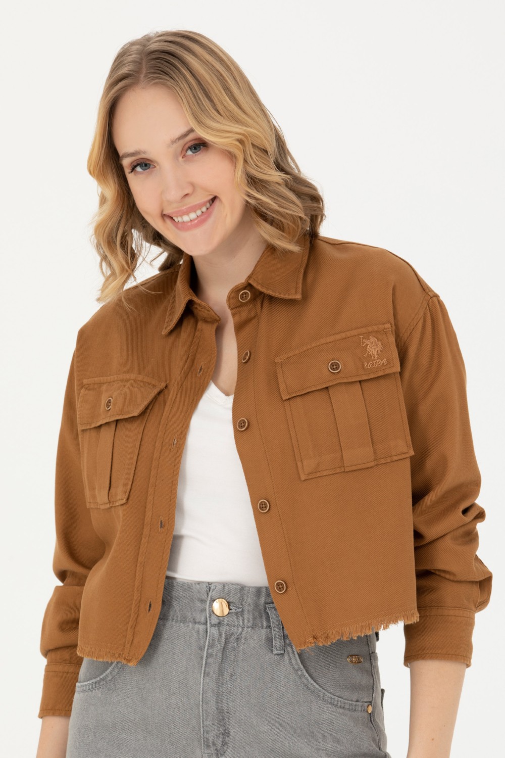 U.S. Polo Assn. Kadın Coconut Uzun Kollu Gömlek 50271427-VR153 görsel 3