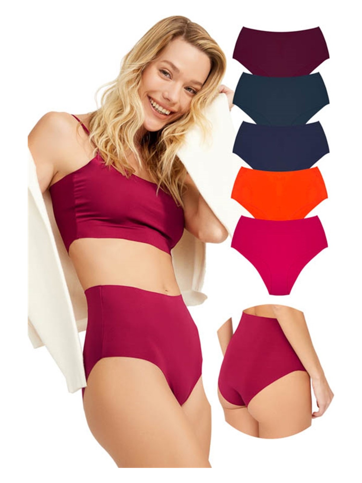 Cottonhill Yüksek Bel Basic Lazer Kesim Bikini Külot 3'lü Paket - 6 - Görsel 6