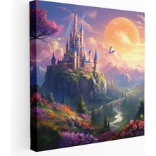 Painted Anarchy Çocuk Odası Duvar Sanatı: Çiçekli Büyülü Kale - Çocuk Odası, Ev Dekorasyonu, Kelebekler, Kanvas Tablo, 30X30