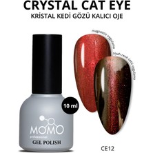 Momo Professional Kristal Kedi Gözü Kalıcı Oje CE12, Yarı Şeffaf, Kırmızı, 10 ml