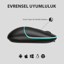 Lecoo  WS210 Dual Mod RGB 2.4GHz WiFi+ Bluetooth 1600DPI 6 Tuşlu Şarjlı Sessiz Kompakt Kablosuz Optik Mouse Siyah