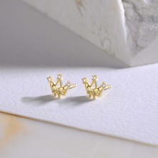 goldkupe 14 Ayar Altın Taşlı Taç Küpe 0,90 gr