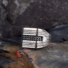 Tesbih Sepetim 925 Ayar Gümüş Mikro Taşlı Model Erkek Yüzük