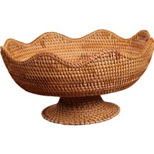 Lnshop Ayaklı Meyve Sepeti, Dokuma Meyve Sepeti, Sehpa Süsleri, Rattan Meyvelik, Büyük Boy (Yurt Dışından)