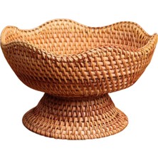 Lnshop Ayaklı Meyve Sepeti, Dokuma Meyve Sepeti, Sehpa Süsleri, Rattan Meyvelik, Küçük (Yurt Dışından)