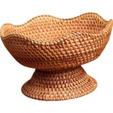 Lnshop Ayaklı Meyve Sepeti, Dokuma Meyve Sepeti, Sehpa Süsleri, Rattan Meyvelik, Küçük (Yurt Dışından)