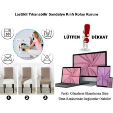 Uytm 6 Adet Likralı Kumaş, Eteksiz, Sandalye Kılıfı. Yıkanabilir, Esnek, Lastikli Sandalye Örtüsü