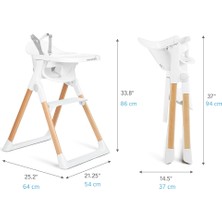 Munchkin Katlanabilir,Portatif, Mama Sandalyesi,Kompakt Tasarım, Ayarlanabilir Ayaklık ve Tepsi Beyaz/Kahverengi