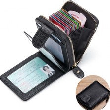 Safety1 Gents Slim Black Rfıd Zip Around Wallet Genuine Leather Bifold Style Coin Pocket Cardholder Wallets Purse (Yurt Dışından)