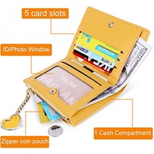Safety1 Kalp Kolye ile Küçük Cüzdan Bifold Cüzdan Fermuar Cep Nakit Kart Tutucu Kadın Kızlar Için Sikke Çanta (Sıyah, Kalp Charm) (Yurt Dışından)