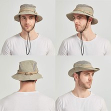 Safety1 Pamuk Güneş Şapkası Erkek Yaz Şapka Uv Koruma Yürüyüş Şapkası Balıkçı Şapkası Trekking Katlanabilir Safari Şapka Çene Kayışı ile Açık Çalı Şapka Yürüyüş Kova Şapka (Yurt Dışından)