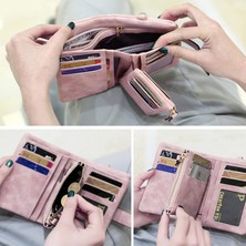 Safety1 Bayan Küçük Bifold Deri Cüzdan Rfid Bayanlar Bileklik Kart Yuvaları ile Kimlik Penceresi Fermuar Sikke Çanta --- Pembe (Yurt Dışından)