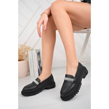 Aymood Kadın Loafer Yuvarlak Burun Maskülen Bağcıksız Yüksek Dolgu Taban Oxford Ayakkabı